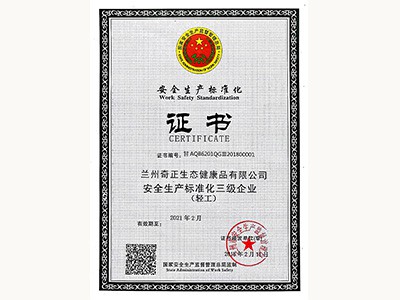 安全生產(chǎn)標(biāo)準(zhǔn)化三級(jí)證書(2018.2)